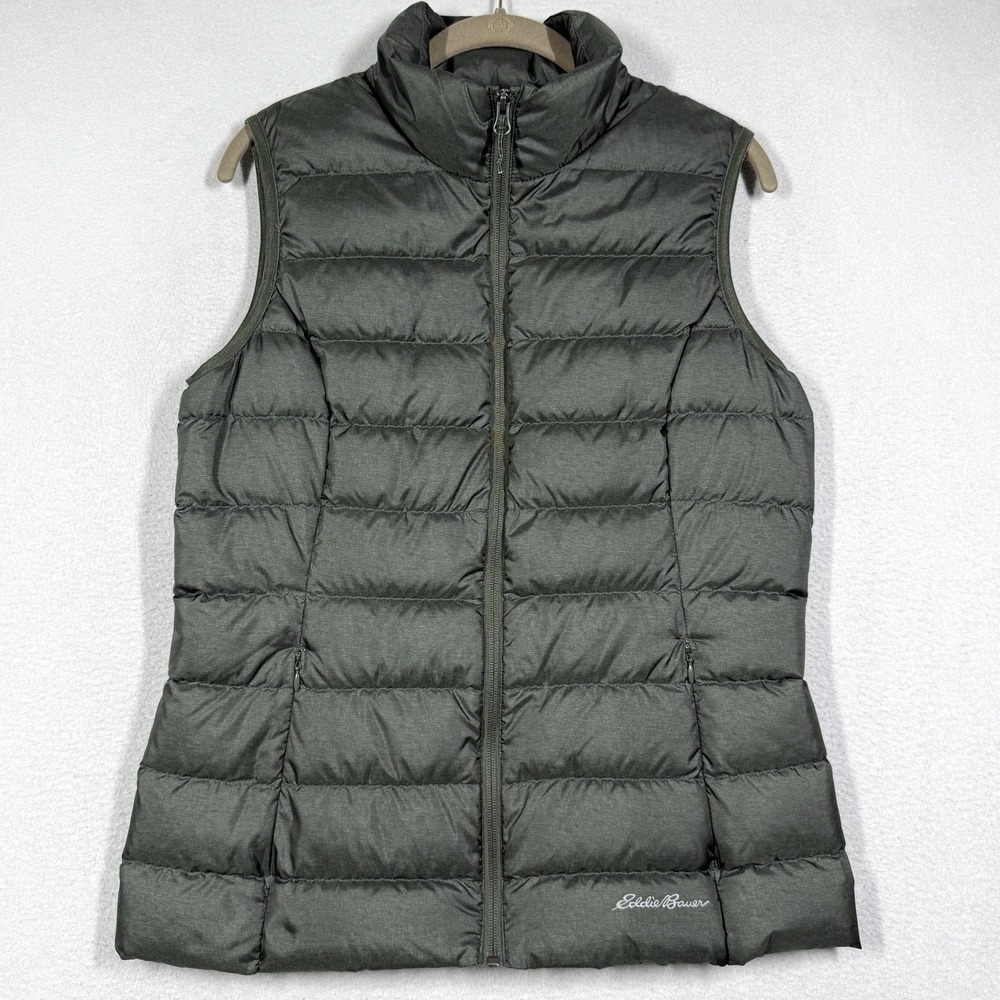 Eddie Bauer 650 Down Vest Womens Medium Puffer Packable Lightweight Green Layer